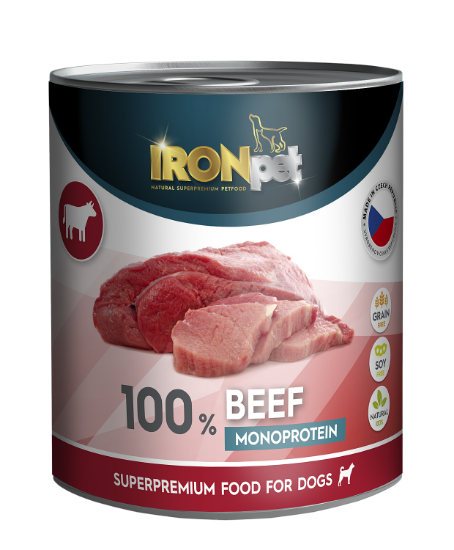 Obrázek z IRONpet Dog Beef (Hovězí) 100 % Monoprotein, konzerva 800 g  